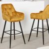 ensemble 2 fauteuils de bar en velours jaune moderne