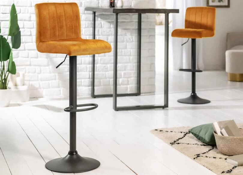 tabourets de bar moderne en velours confortable