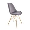 ensemble 2 chaises design en velours gris et doree - Gris foncé