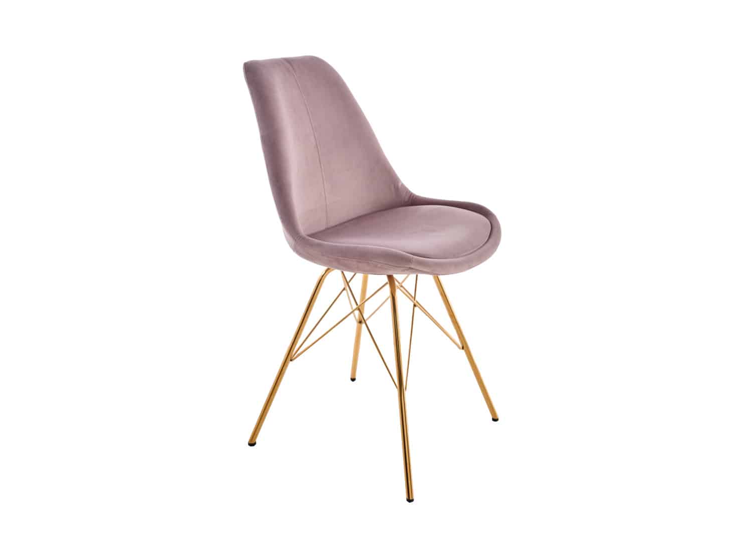 ensemble 2 chaises moderne en velours rose et pieds dorees - Rose
