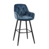 chaise de bar en velours bleu - Bleu