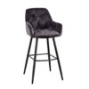 chaises de bar en velours gris - Gris