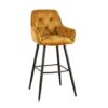 chaises de bar en velours jaune moutarde - Jaune moutarde