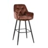 chaises de bar en velours marron - Marron