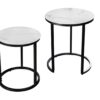 ensemble tables d'appoint moderne pas cher en verre et metal noir poudre