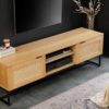 meuble tv 160 cm en bois plaqué et rotin