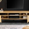 meuble tv avec rangement en rotin et bois plaqué