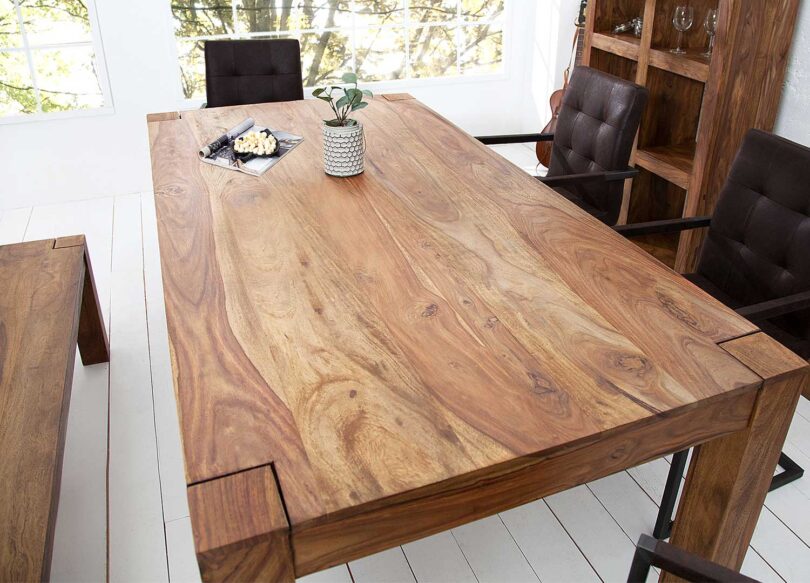 table de salle a manger en bois massif de sesham 200 cm