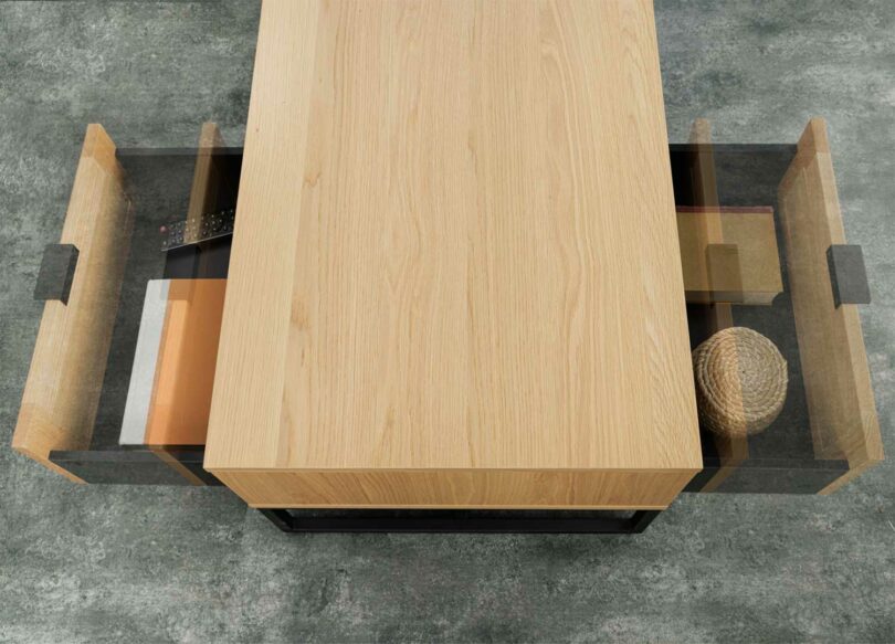 table basse avec 1 tiroir et 1 niche