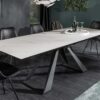 table de repas extensible 180-230 cm aspect marbre blanc