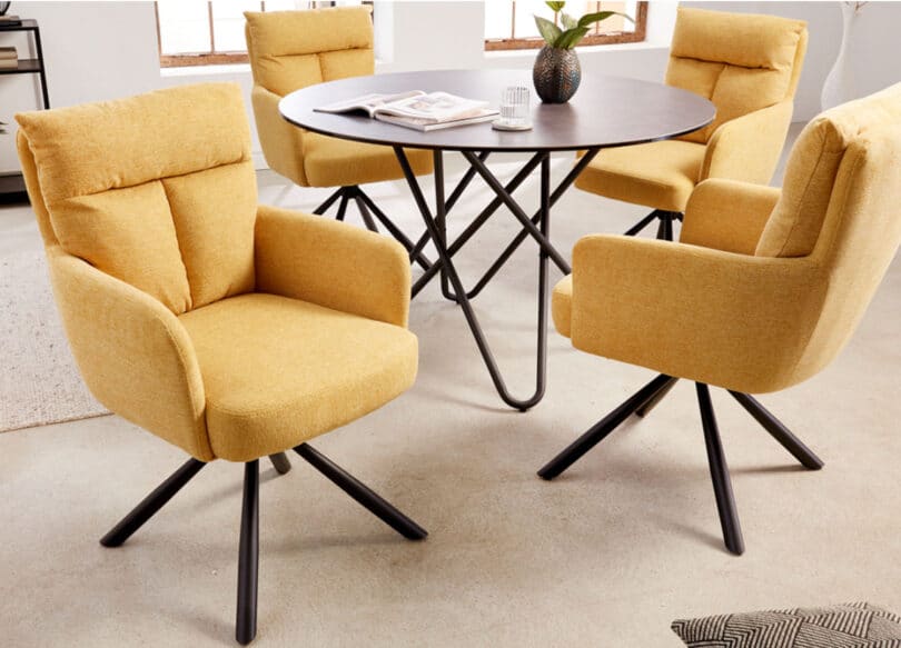 Chaises de séjour en tissu jaune design