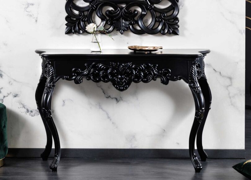 Table console noire baroque