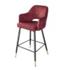 Chaise de bar en velours rouge design - Rouge