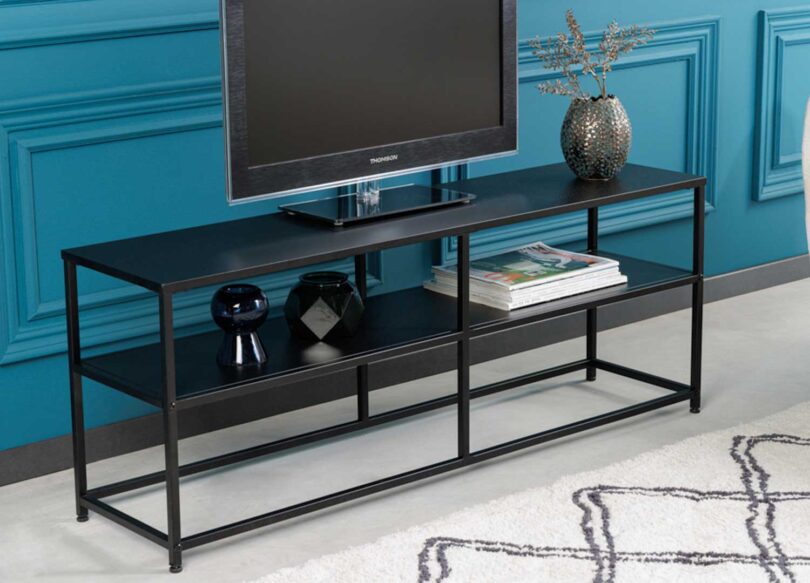 Console TV en métal noir poudré