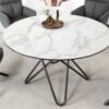 Table ronde 120cm aspect marbre blanc