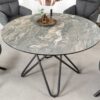 Table 120cm ronde aspect marbre foncé