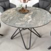 Table 120cm ronde aspect marbre foncé