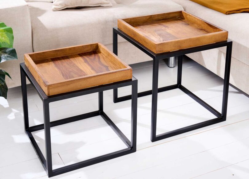 Tables basse gigognes en bois massif de sesham