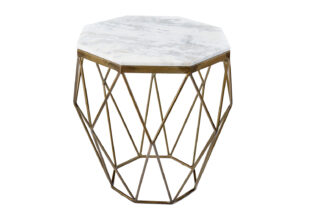 table d appoint design en marbre blanc et laiton