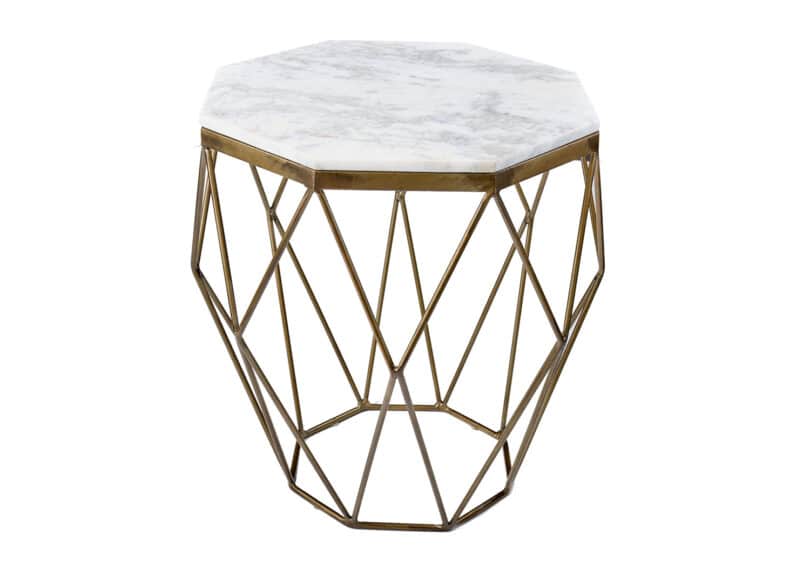 table d appoint design en marbre blanc et laiton