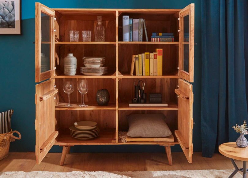 buffet 140 cm 4 portes avec 2 en verres