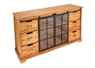 meuble buffet industriel en bois de pin et metal noir