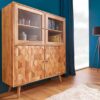 buffet retro originale en bois massif et portes vitrees