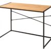 table console ou bureau 100 cm aspect bois et metal noir