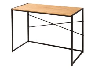 table console ou bureau 100 cm aspect bois et metal noir