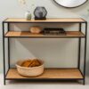table console 100 cm metal noir et aspect chene