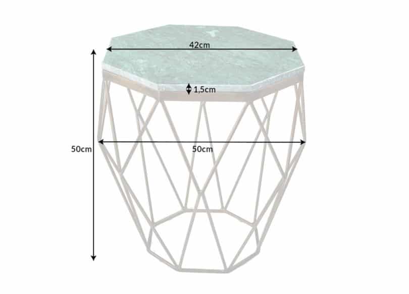 details des dimensions du bout de canape en marbre