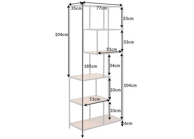 détails des dimensions de la bibliotheque industrielle