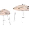 details des dimensions des tables en bois