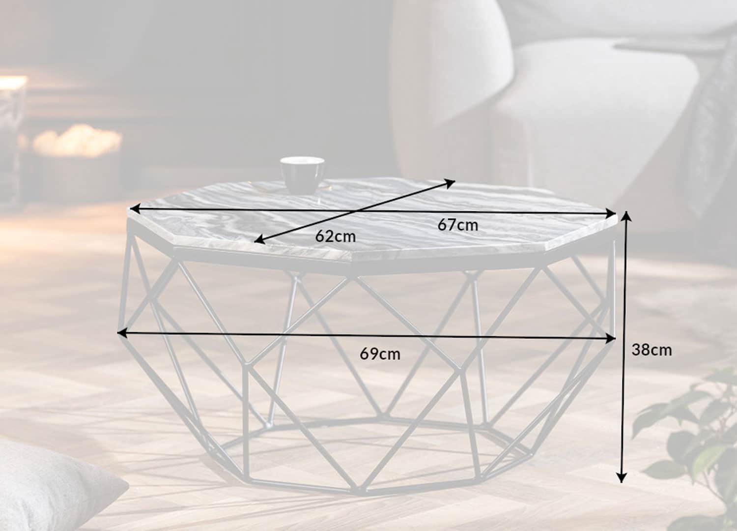 details des dimensions de la table en marbre