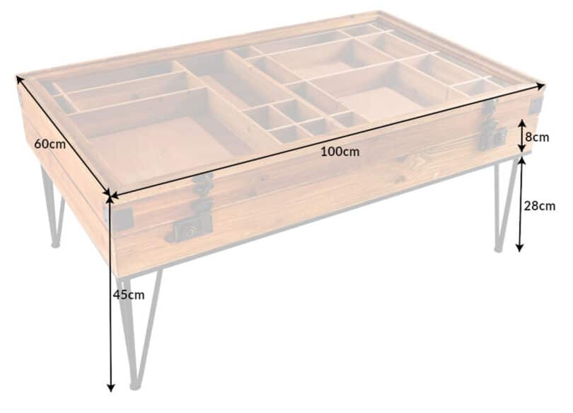 details des dimensions de la table basse en bois