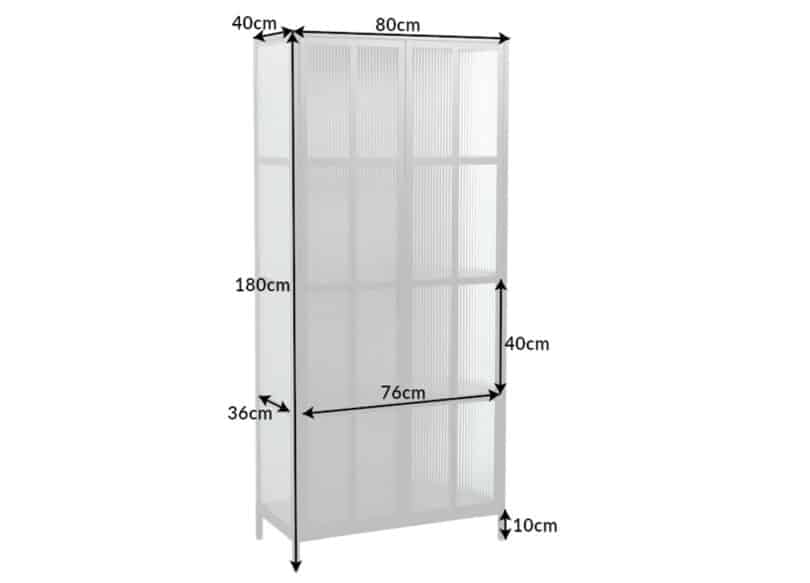 details des dimensions de la vitrine 180 cm