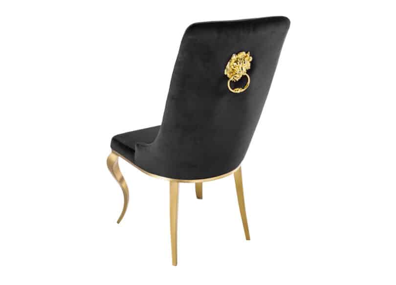dos du fauteuil avec tete de lion doree