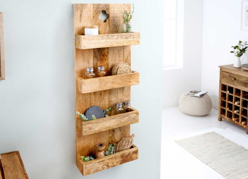 etagere murale en bois massif 80 cm