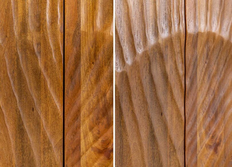 zoom sur les façades en bois sculpte