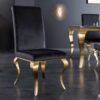 chaises salle a manger baroque velours noir et pieds dore