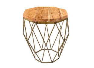 table d appoint en bois massif et laiton forme de diamant