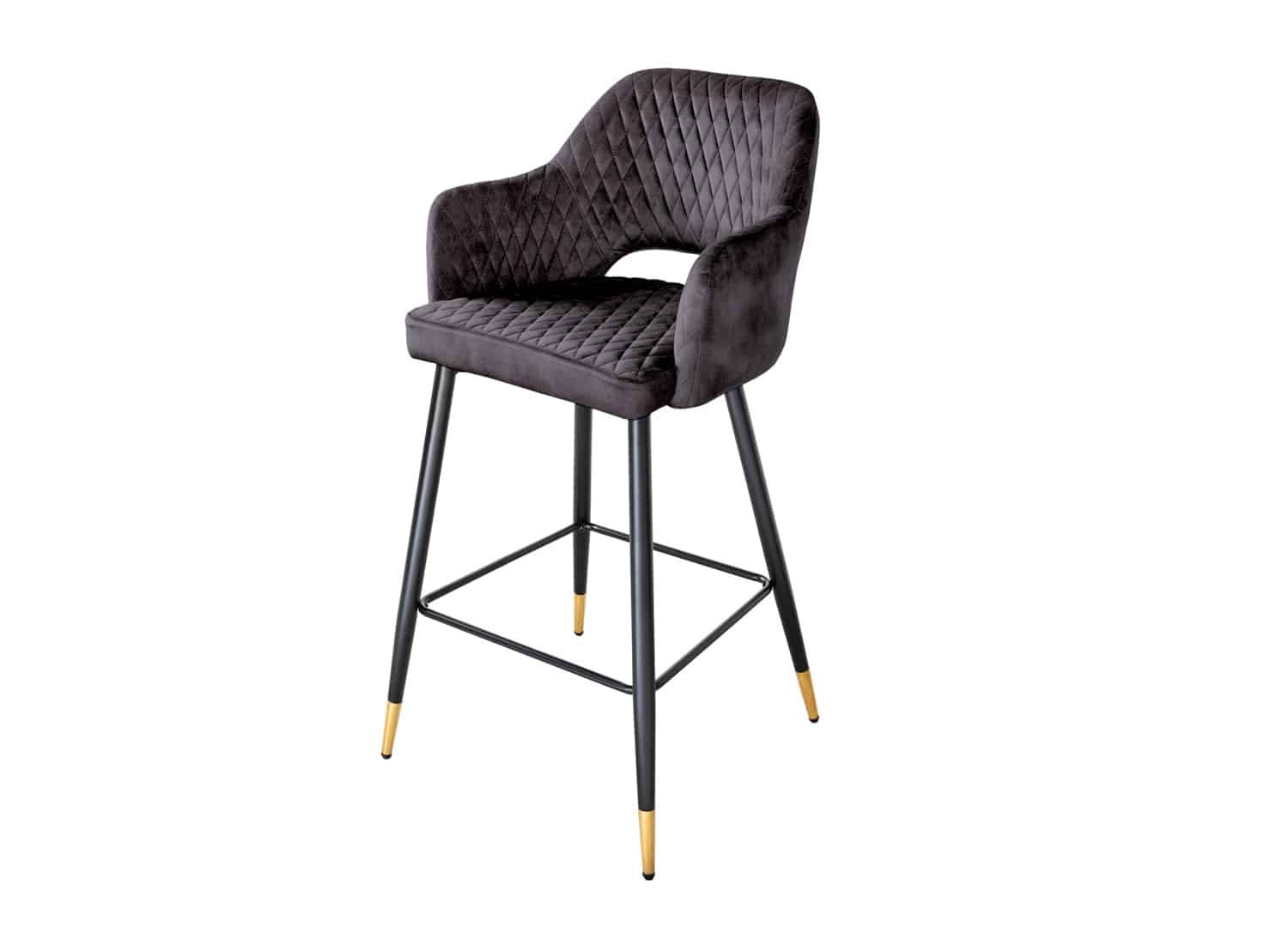 ensemble 2 tabourets de bar en velours anthracite