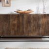 buffet original en manguier fonce et metal noir