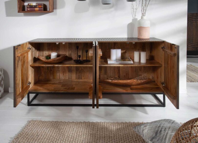buffet de rangement en bois avec structure originale