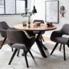 table de salle a manger ronde 120 cm industrielle en bois massif