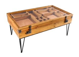 table de salon orignale avec 2 plateaux relevables