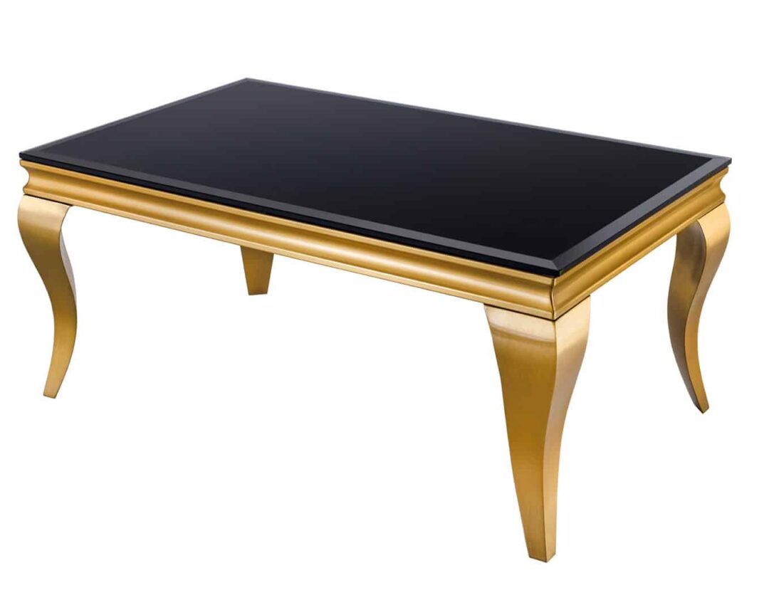table basse baroque en verre noir 100 cm