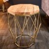 gueridon design en bois et laiton plateau octogonal