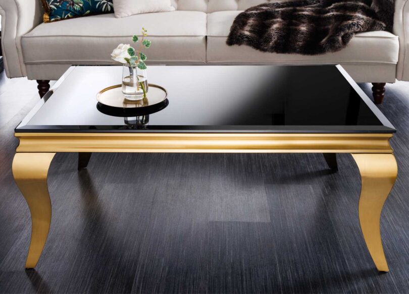 table de salon design en verre style baroque