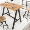 table haute en bois style industriel chene et pieds noir